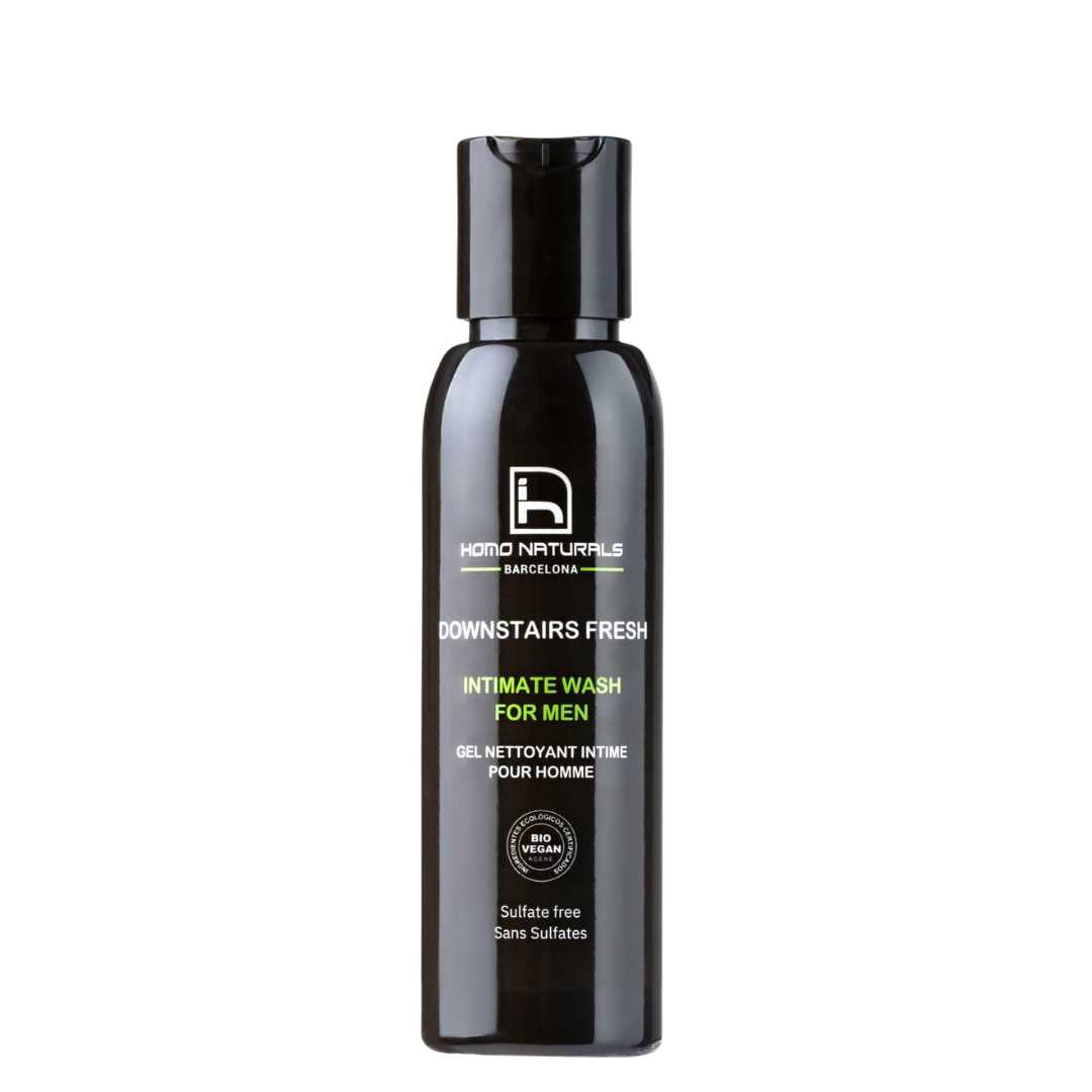 Gel de higiene íntima para hombre. Natural, sin sulfatos, ecológico y vegano. Para las necesidades de la higiene íntima masculina.