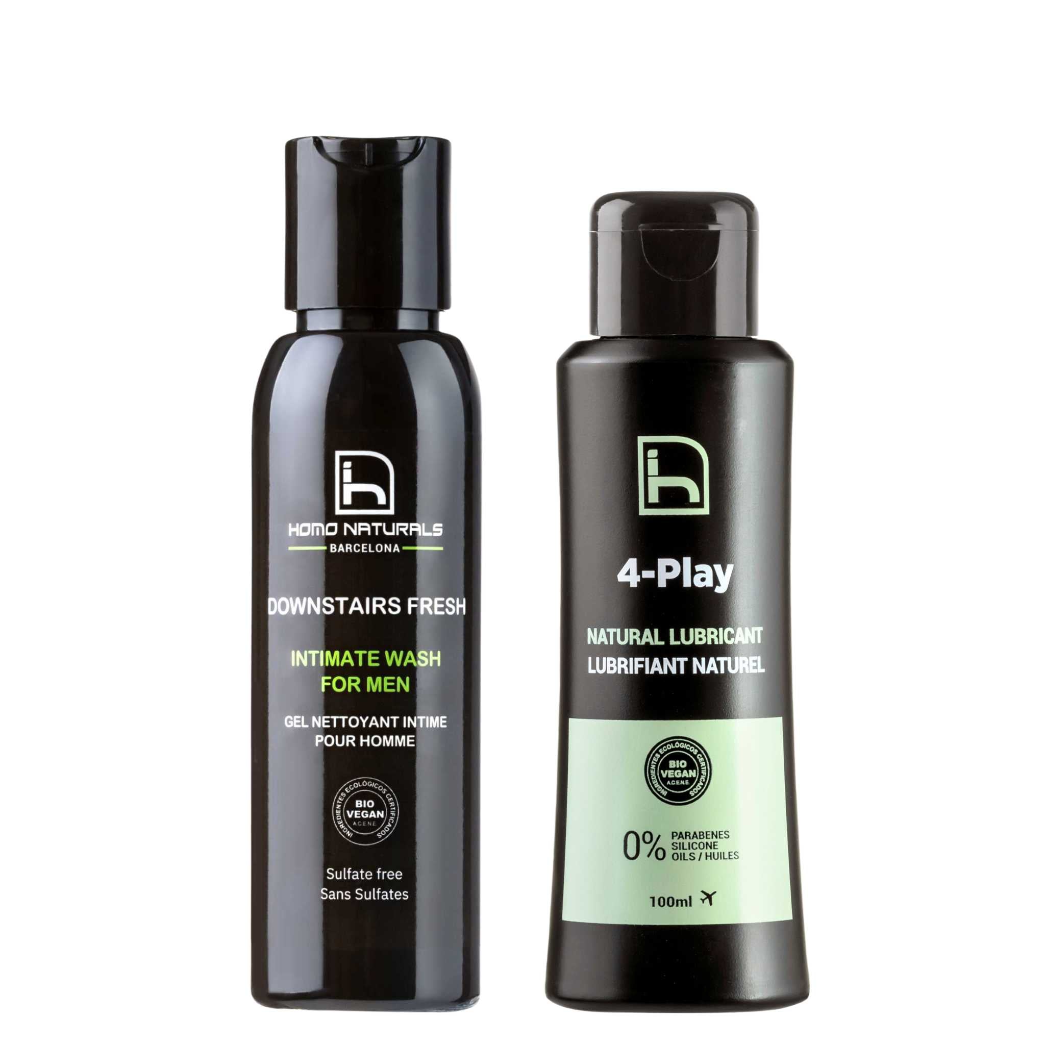 Kit de productos íntimos para hombre. Jabón íntimo y lubricante natural.